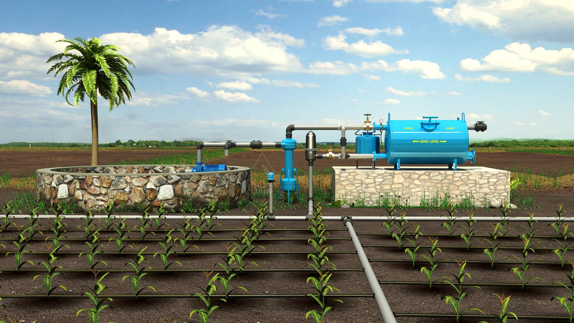 Jain Irrigation layout system for fertigation